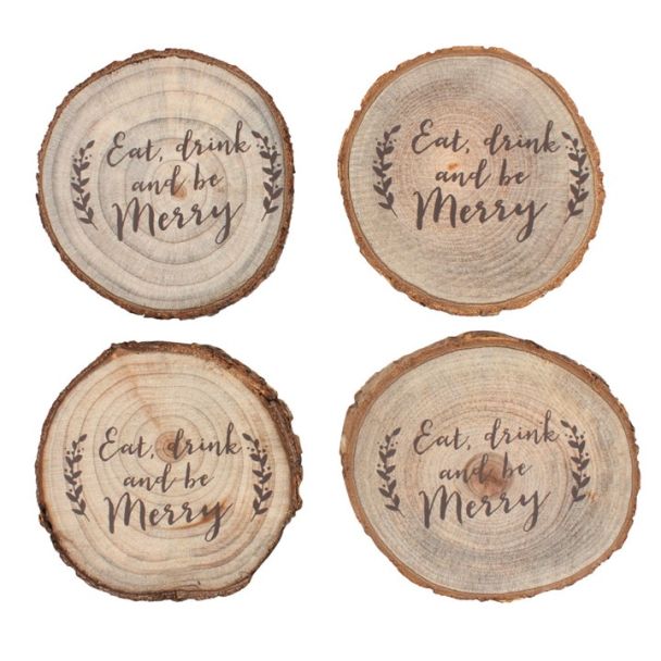 Set of 4 Printed Log Coasters 