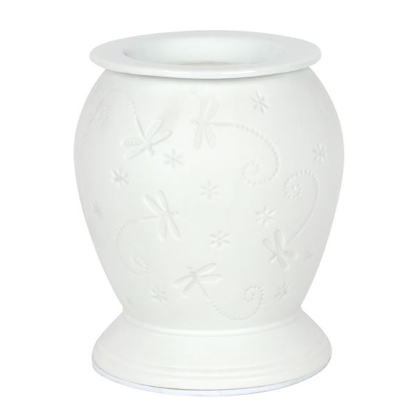 Dragonfly White Ceramic Electric Burner and Wax Warmer