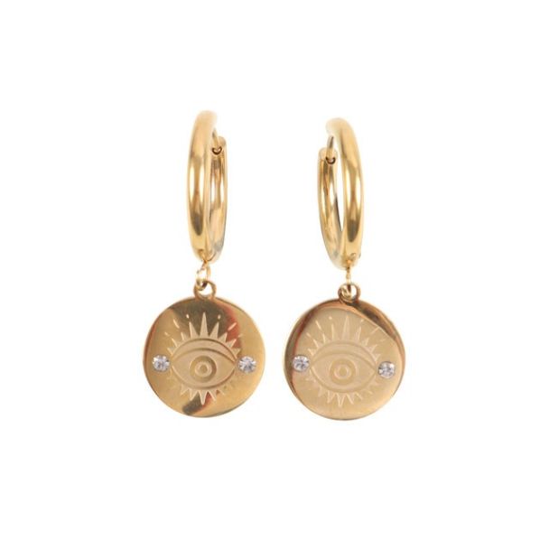 Gold Toned All Seeing Eye Earrings 