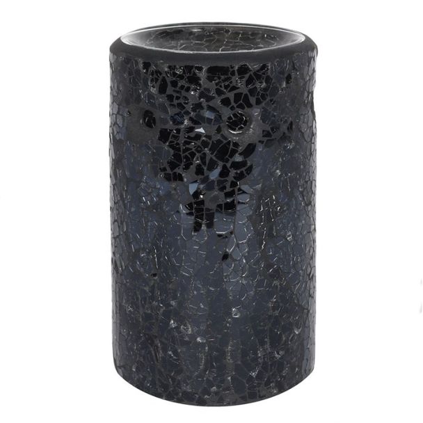 Black Crackle Glass Pillar Oil Burner and Wax Warmer