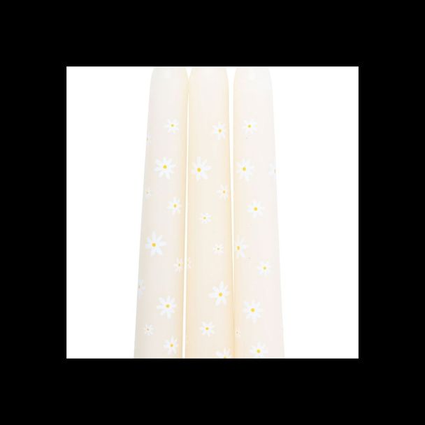 Set of 3 Carrot Patch Daisy Taper Candles