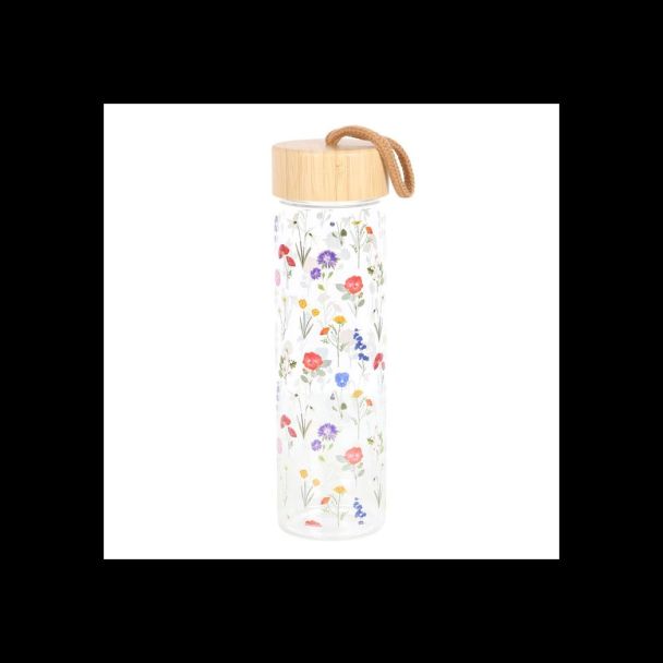 Wildflower Glass And Bamboo Water Bottle