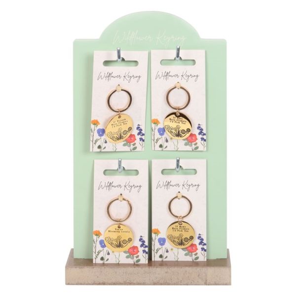 Set of 24 Wildflower Keyrings on Display