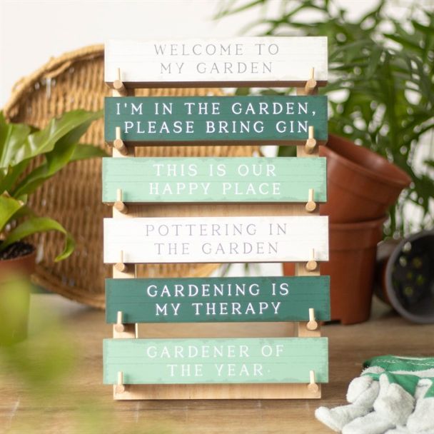 Set of 36 Gardening Block Signs on Display