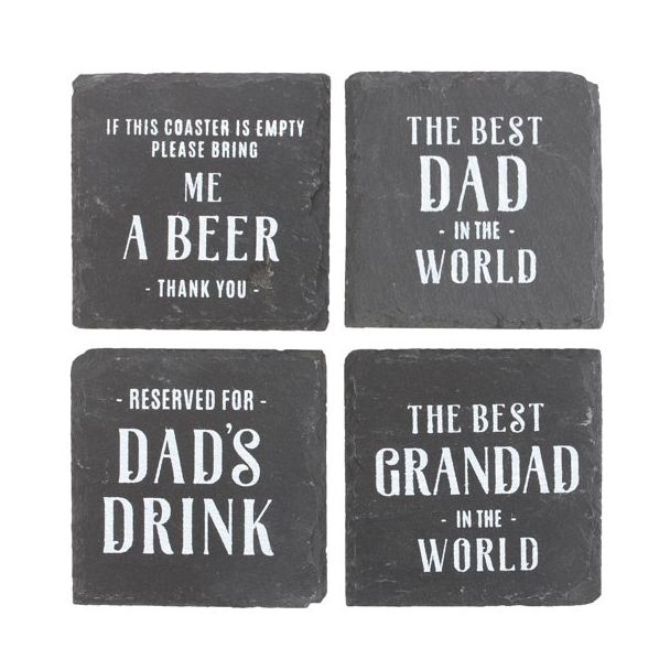 Set of 24 Slate Coasters for Him in Display