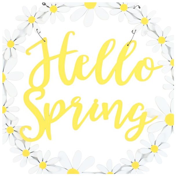 Hello Spring Hanging Daisy Wreath Decoration