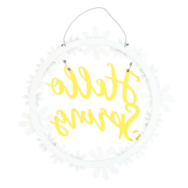 Hello Spring Hanging Daisy Wreath Decoration