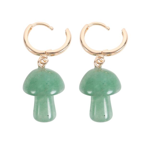 Aventurine Crystal Mushroom Earrings