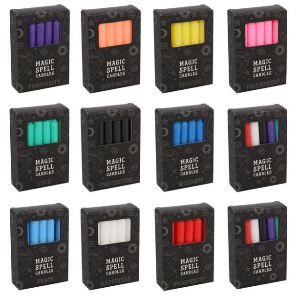 Set of 72 Magic Spell Candles on Tabletop Spinner Display