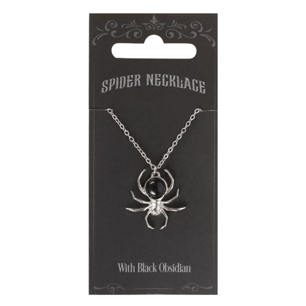 Black Obsidian Spider Pendant Necklace