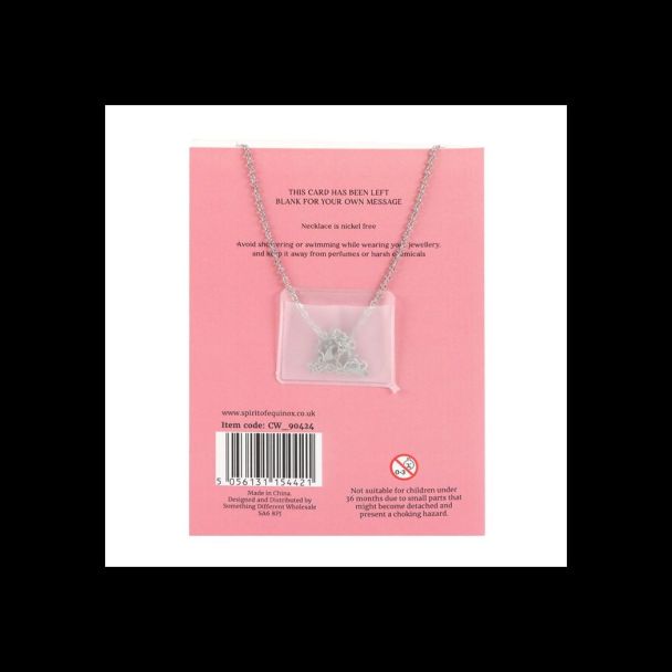 Rose Quartz Crystal Moon Necklace on Greeting Card