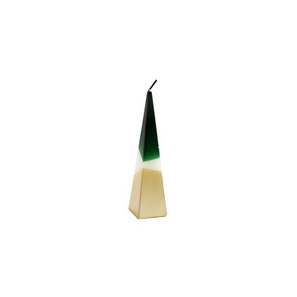 20cm Green and Gold Pyramid Candle