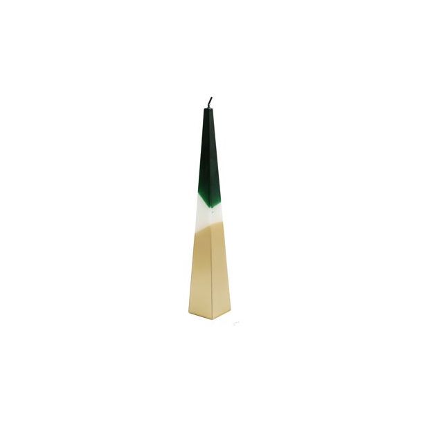 32cm Green and Gold Pyramid Candle