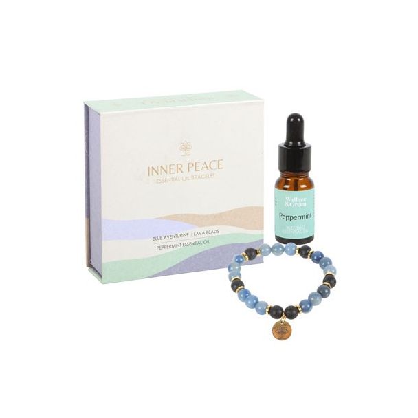 Inner Peace Blue Lace Agate Crystal Essential Oil Bracelet