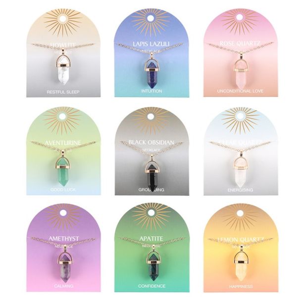 Set of 9 Crystal Pendant Necklaces