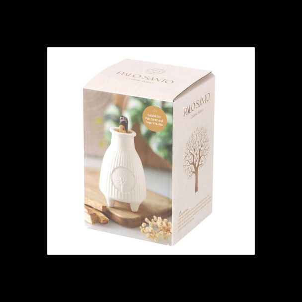 Cream Ribbed Palo Santo Burner