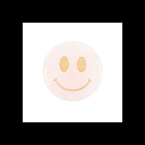 You Are Loved Rose Quartz Happy Face Crystal