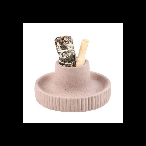 Greige Ribbed Smudge Bowl