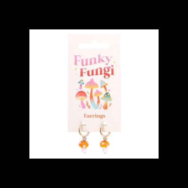 Orange Mushroom Dangle Earrings