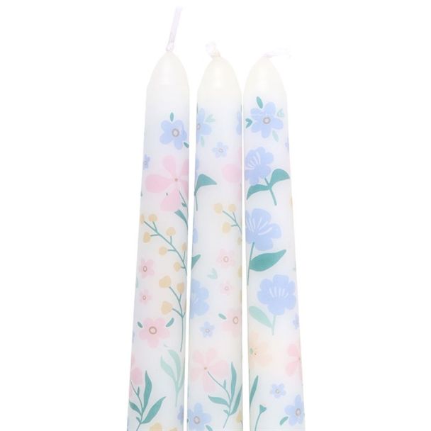 Set of 3 Ditsy Floral Taper Candles