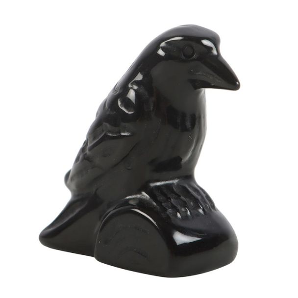 Black Obsidian Raven Ornament in a Bag