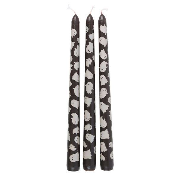 Set of 3 Ghost Print Taper Candles