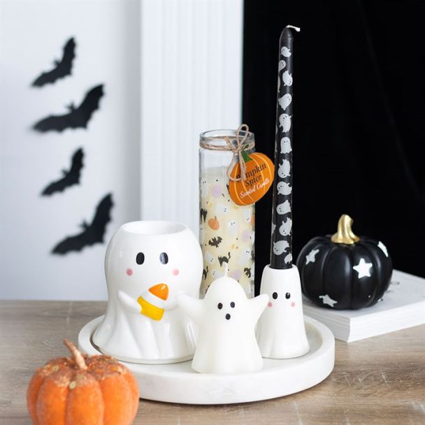 Sweet and Spooky Print Candy Corn Tube Candle
