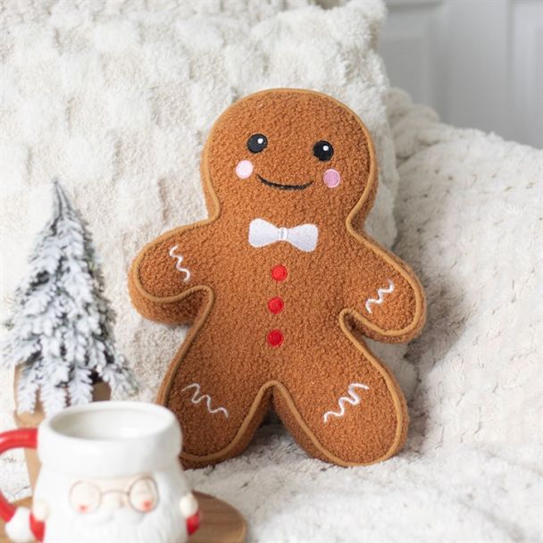 Gingerbread Man Boucle Cushion