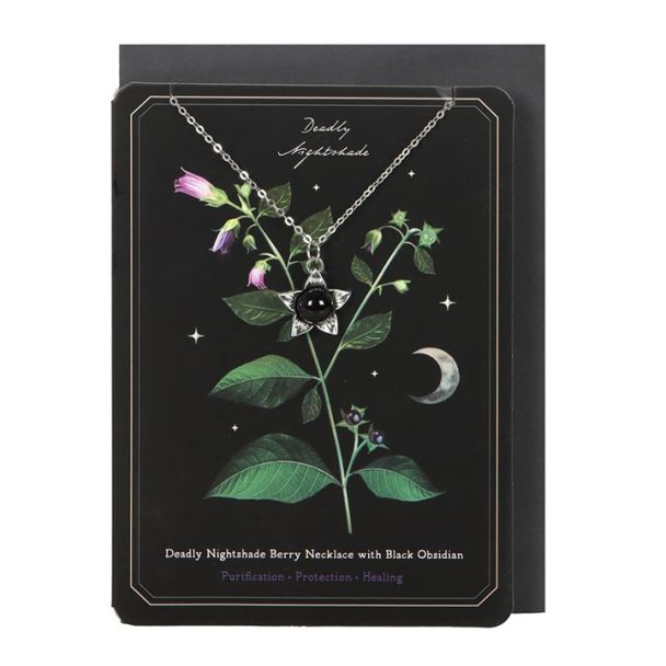 Deadly Nightshade Necklace with Black Obsidian on Greeting Card