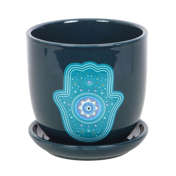 Hand of Hamsa Ceramic Plant Pot