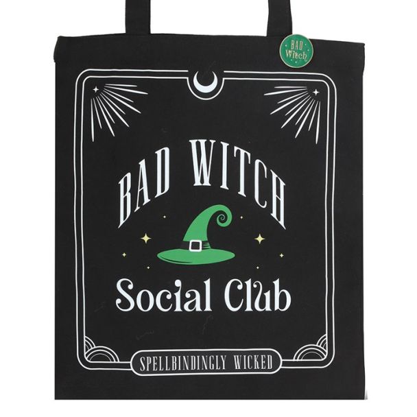Bad Witch Social Club Polycotton Tote Bag with Pin Badge