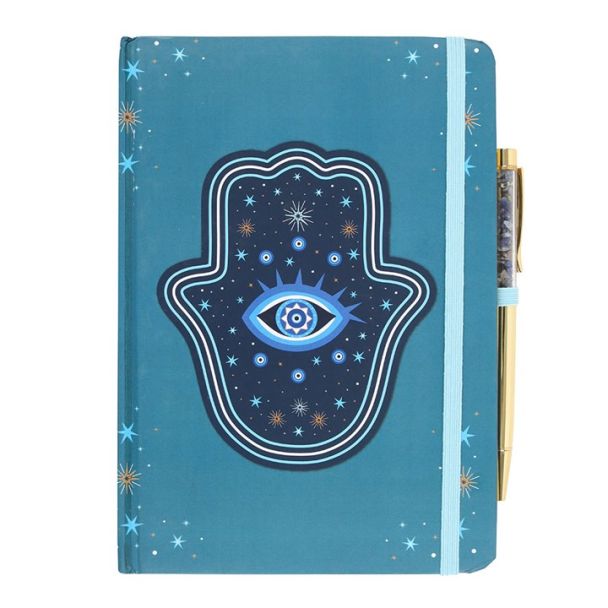 Hand of Hamsa A5 Notebook with Crystal Chip Pen