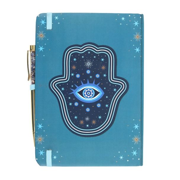 Hand of Hamsa A5 Notebook with Crystal Chip Pen
