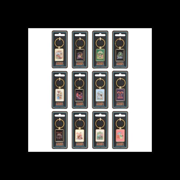 Set of 48 Enamel Keyrings by Steven Rhodes on Display