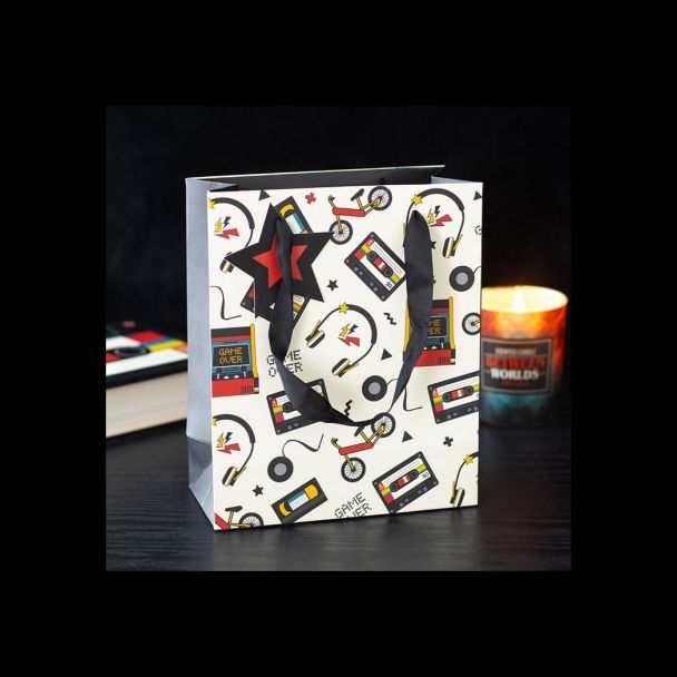 23cm Medium Retro 80s Print Gift Bag