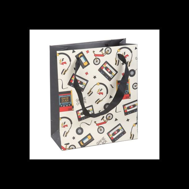 23cm Medium Retro 80s Print Gift Bag