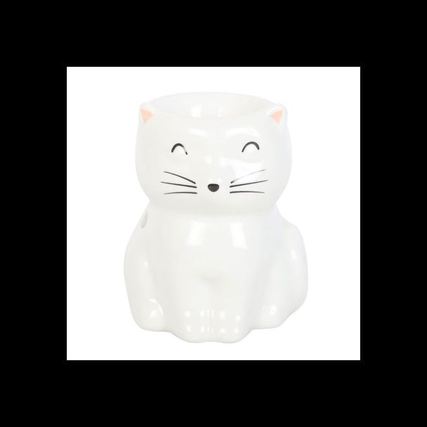White Happy Cat Oil Burner