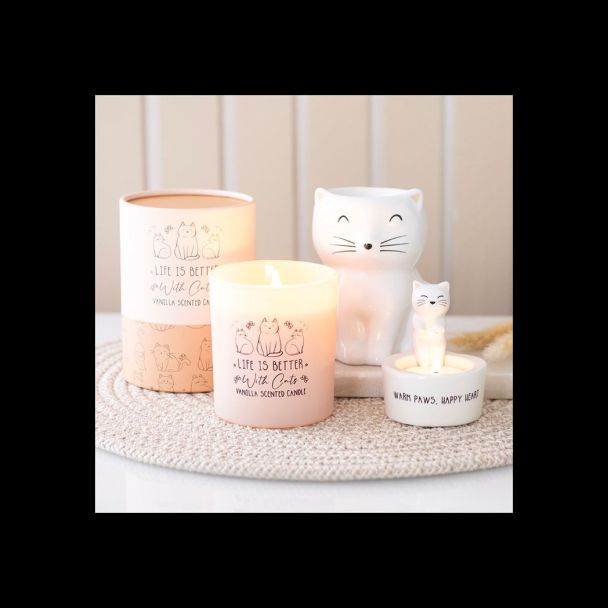 White Happy Cat Oil Burner