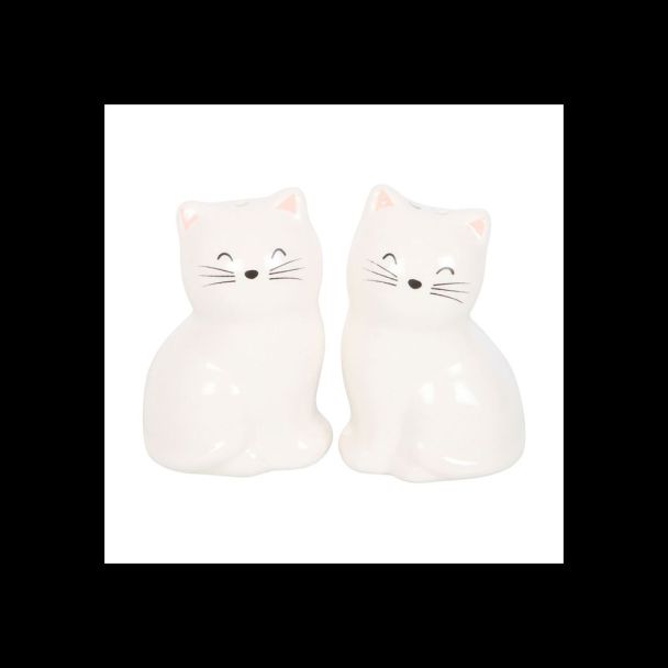 White Cat Shaped Salt and Pepper Shakers