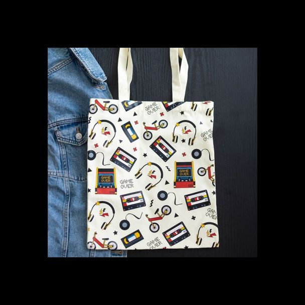 Retro 80s Print Polycotton Tote Bag
