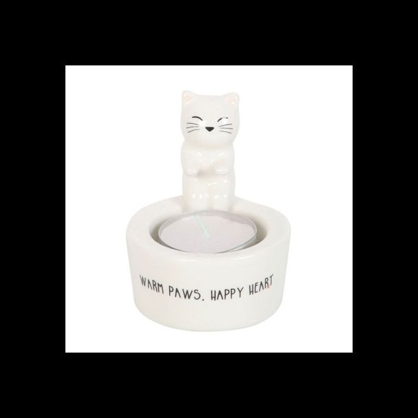 Warm Paws, Happy Heart Cat Tealight Holder