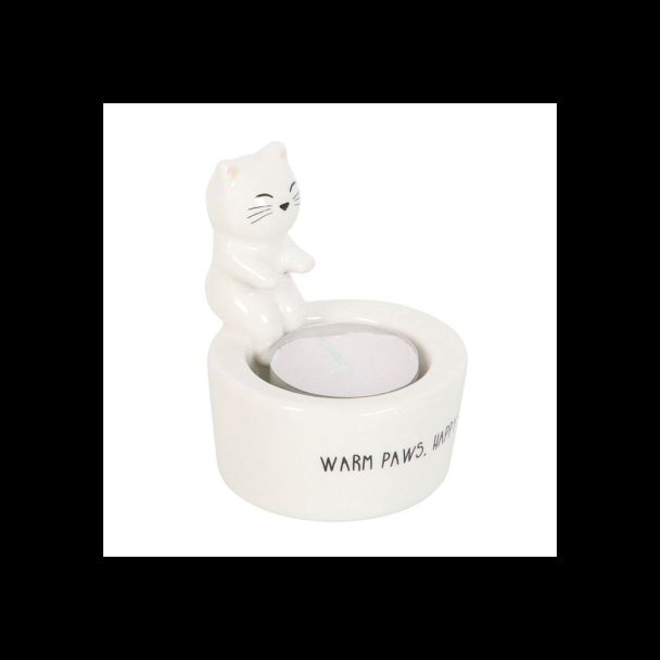Warm Paws, Happy Heart Cat Tealight Holder