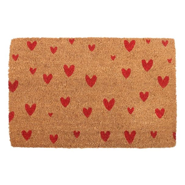 Natural Red Love Heart Doormat