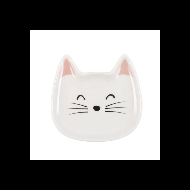 White Cat Face Trinket Dish