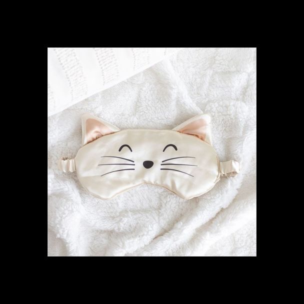 White Cat Face Satin Eye Mask