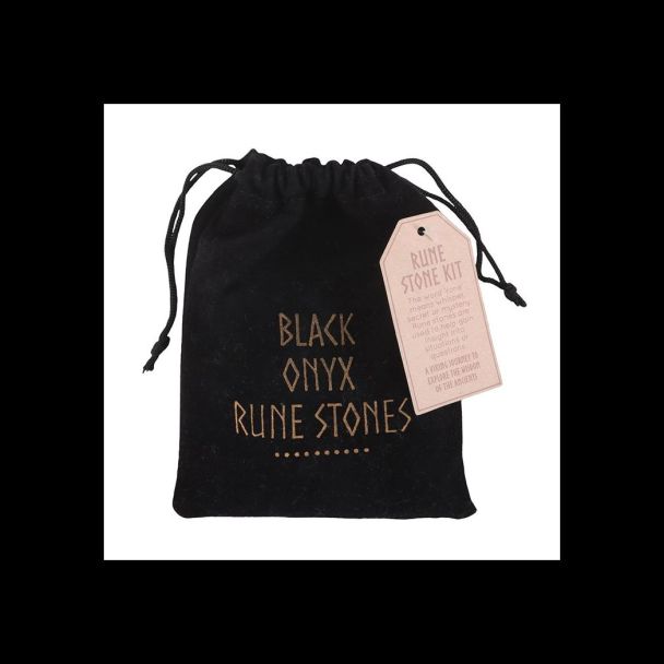 Set of 25 Black Obsidian Viking Rune Stones