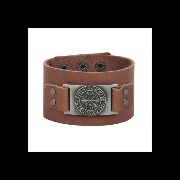 Viking Compass Leather Cuff Bracelet