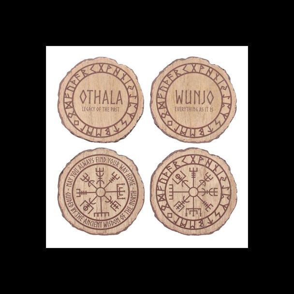 Set of 4 Norse Mythology Wood Slice Coasters