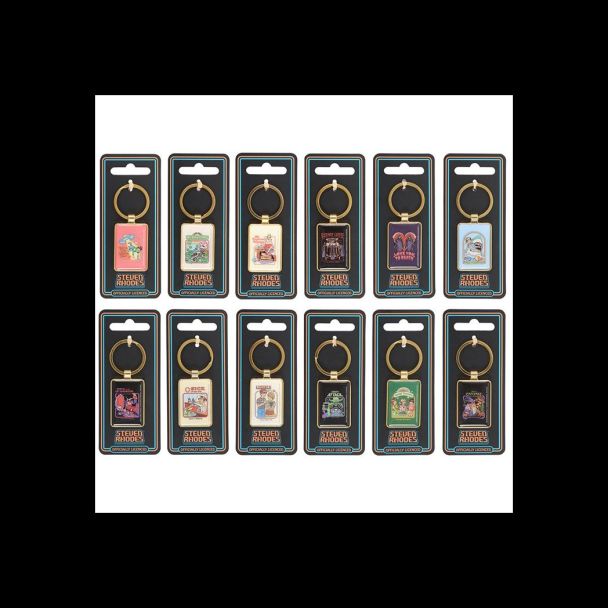 Set of 12 Enamel Keyrings by Steven Rhodes