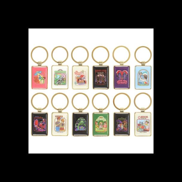 Set of 12 Enamel Keyrings by Steven Rhodes